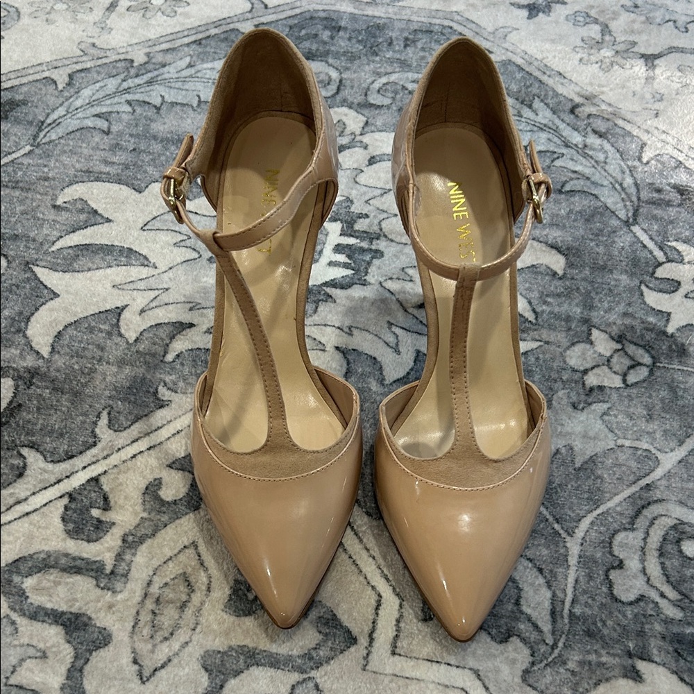 Nine West Nude T-Strap Heels